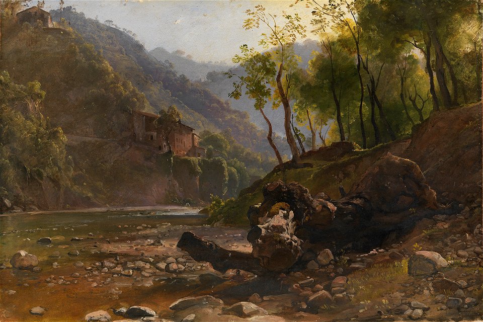 Franz Ludwig Catel - View of a Wooded River - KMS1087 - Statens Museum for Kunst