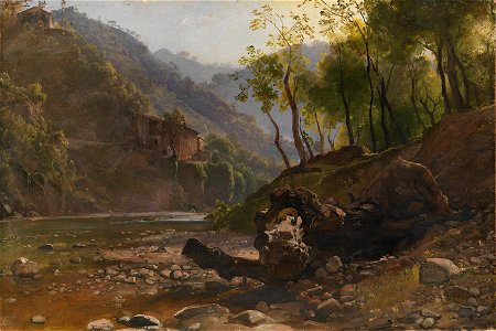 Franz Ludwig Catel - View of a Wooded River - KMS1087 - Statens Museum for Kunst