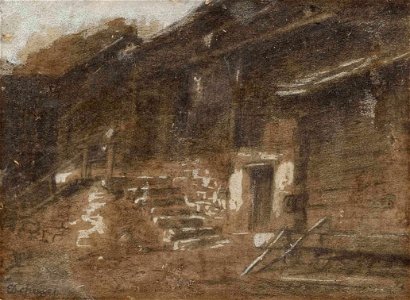 Franz von Defregger Hinterhof mit Stiegenaufgang