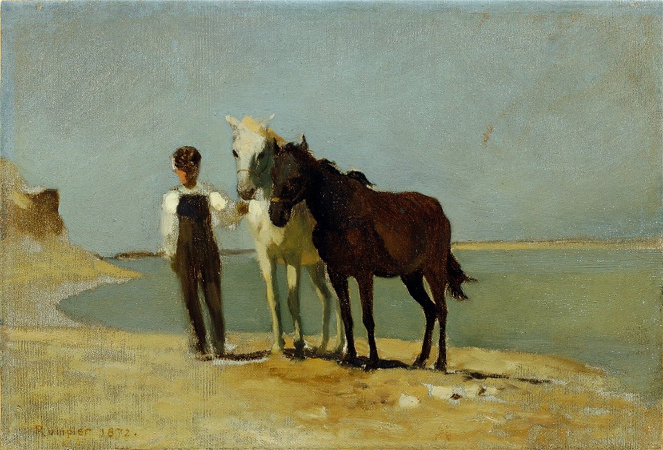 Franz Rumpler - Ein Junge mit Pferden am Strand - 1405 - Österreichische Galerie Belvedere