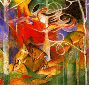 Franz Marc Deer in the Forest. Free illustration for personal and commercial use.