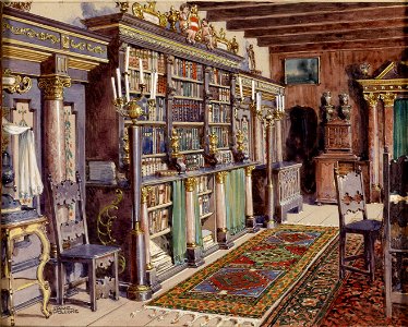 Franz Poledne Interieur Burg Kreuzenstein Bibliothek