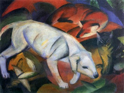Franz Marc Drei Tiere. Free illustration for personal and commercial use.