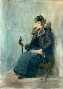 Franz Skarbina Frau auf einem Schemel sitzend