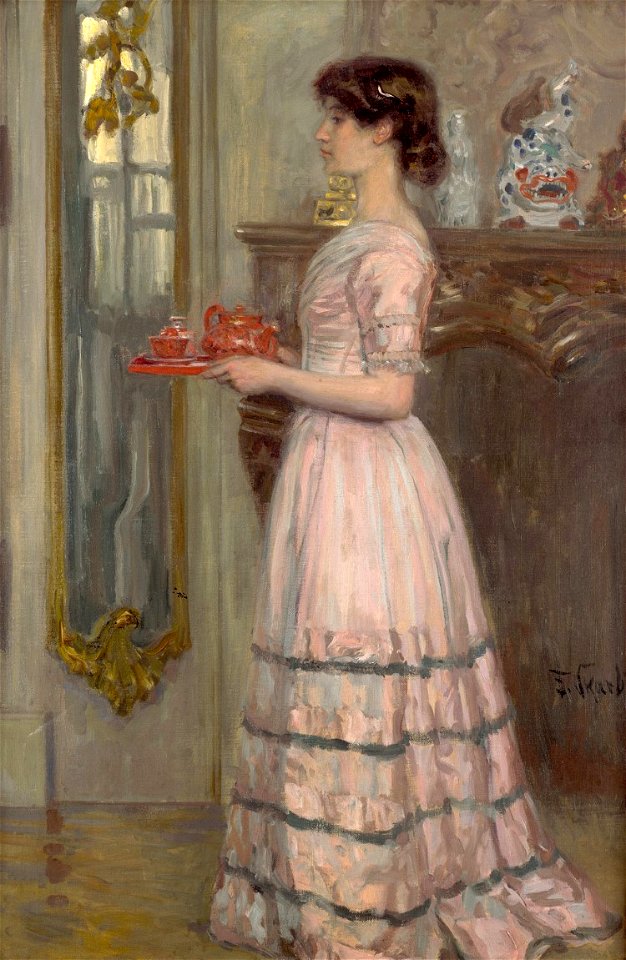 Franz Skarbina - Das rote Service, c. 1907