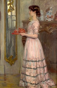Franz Skarbina - Das rote Service, c. 1907