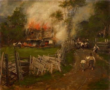 Franz von Defregger - Das brennende Seppenhaus in Reith - G 1118 - Lenbachhaus