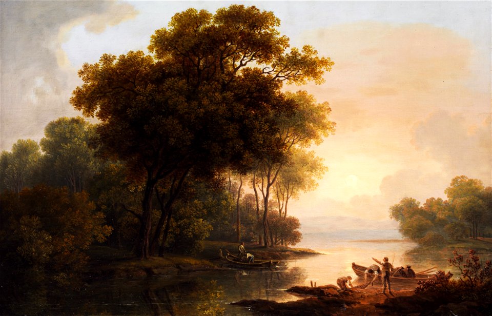 Franz Scheyerer Baumlandschaft mit Blick auf ein Seeufer