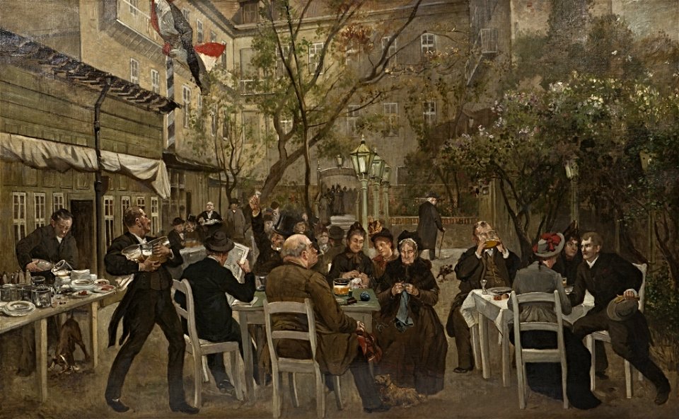 Franz Skarbina - Weißbierausschank im Hinterhofgarten - Garten der Berliner Weißbierbrauerei Gabriel & Jäger - BG-M 12086^14 - Berlinische Galerie