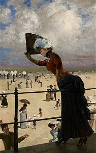 Franz Skarbina - Dame auf der Wandelbahn eines Seebades - BG-M 2637^82 - Berlinische Galerie