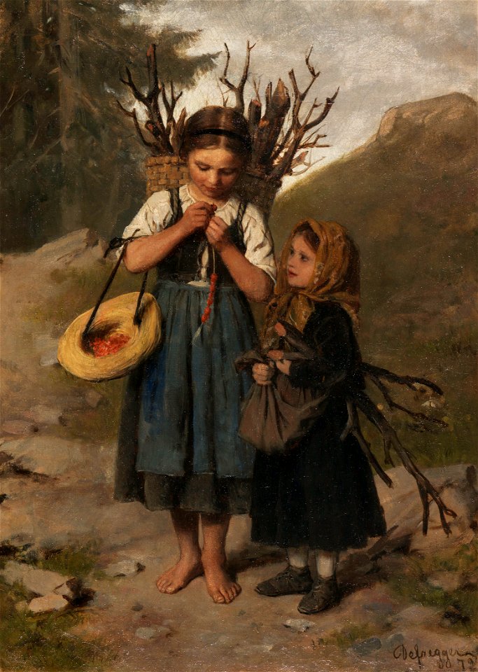 Franz von Defregger Die kleinen Reisigsammlerinnen 1872