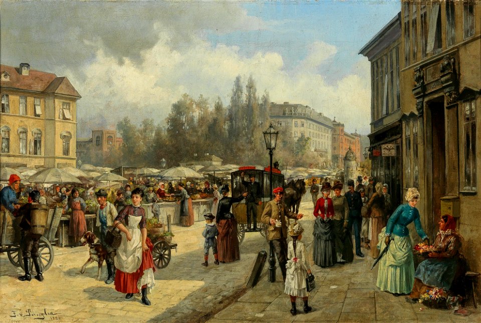 Franz von Persoglia - A View of Naschmarkt in Vienna