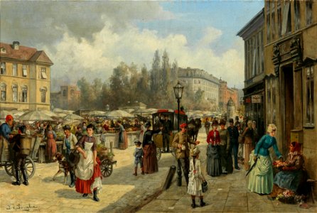 Franz von Persoglia - A View of Naschmarkt in Vienna