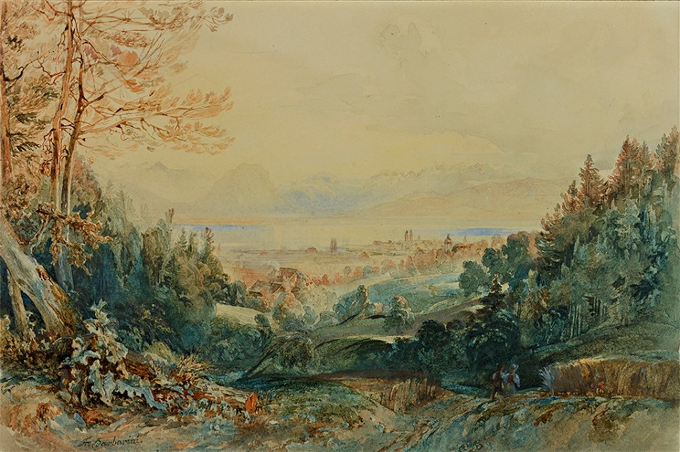 Franz von Barbarini Blick von der Bösenreutiner Steig auf die Stadt Lindau