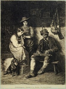 Franz von Defregger - Igranje na citre v planšarski koči
