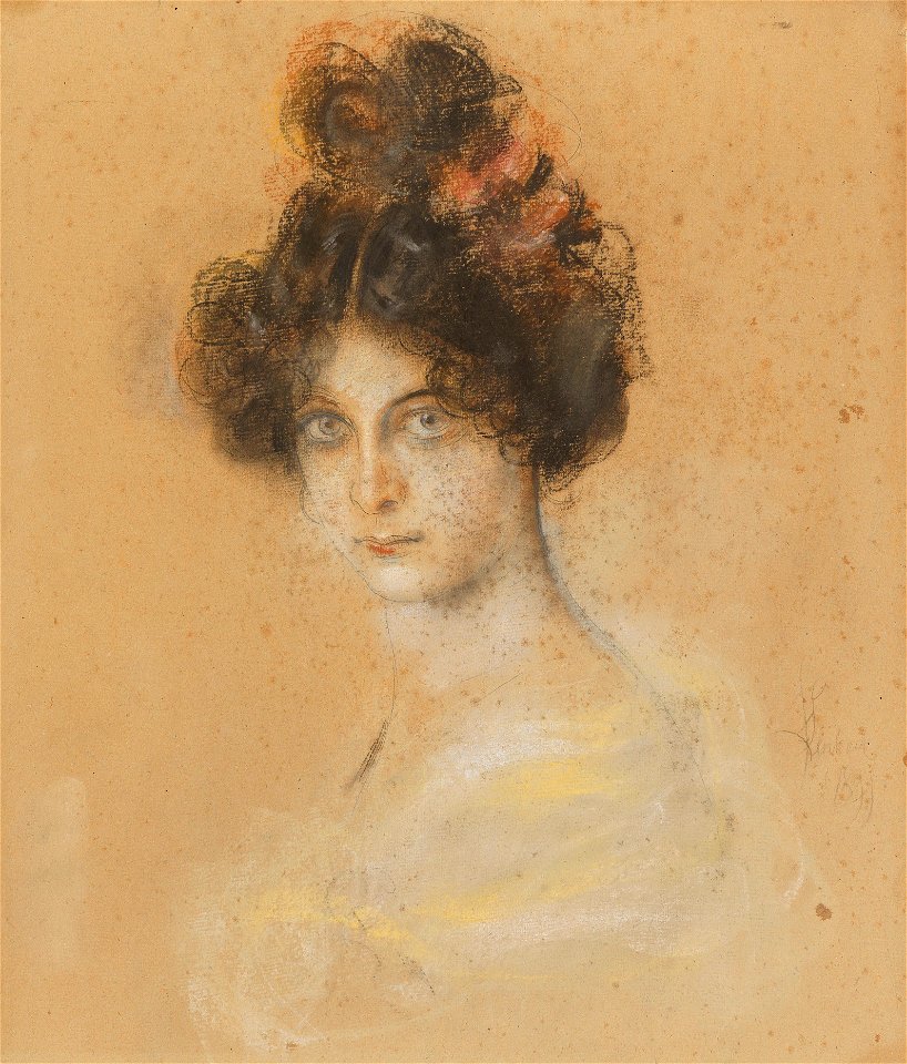 Franz von Lenbach - Porträt der australischen Cancan-Tänzerin Saharet, 1899