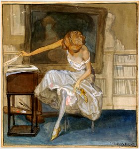 Franz von Bayros - Modell, sitzend. Aquarell