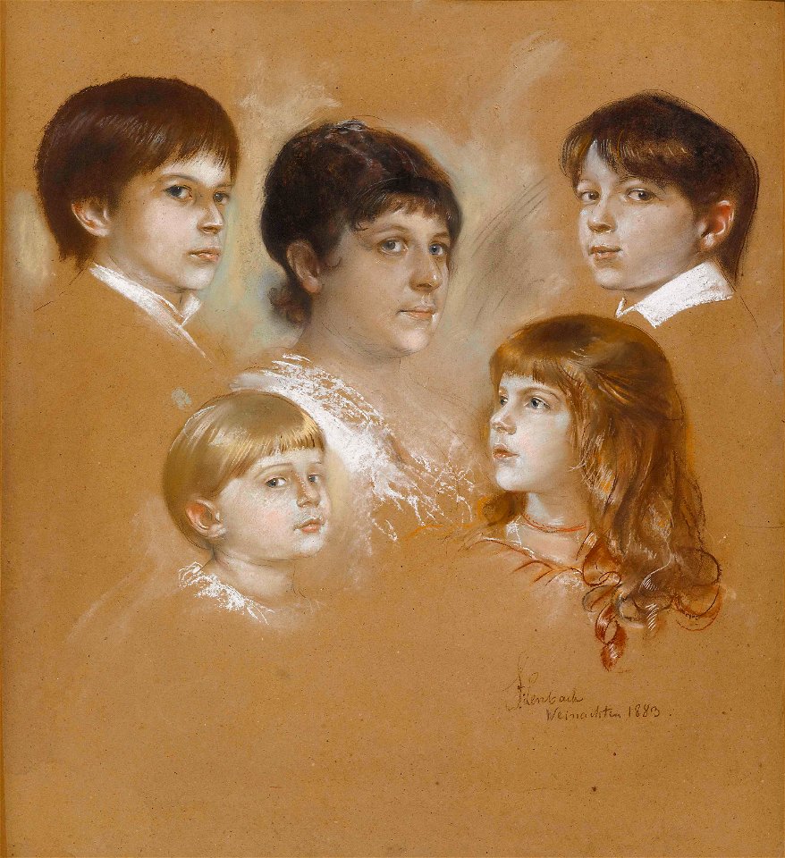 Franz von Lenbach - Elise Hirth mit ihren vier Kindern, 1883