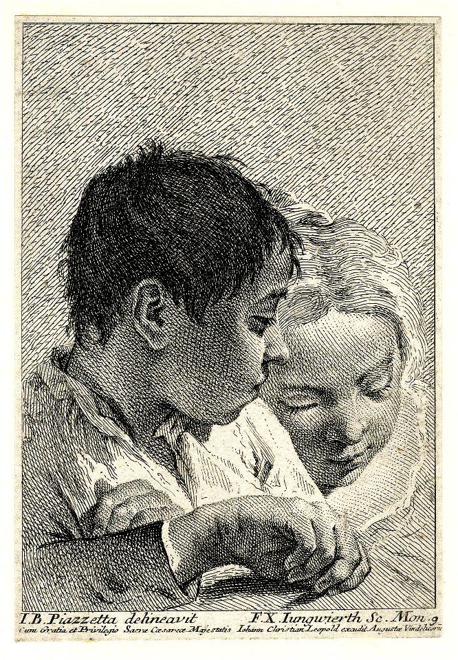 Franz Xaver Jungwierth - Half-length heads of two children, a boy with dark hair and a blonde girl; after Piazzetta. 1753, 1865,1014.366