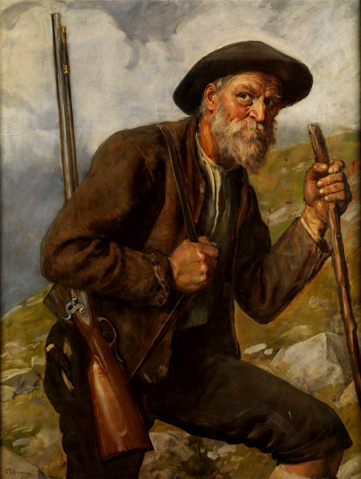 Franz von Defregger Alter Jäger mit Flinte