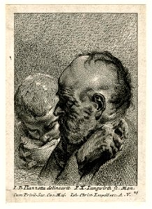 Franz Xaver Jungwierth - Half-length figure of an old, balding man, with a boy drinking from a cup in the background; after Piazzetta. 1753, 1865,1014.367