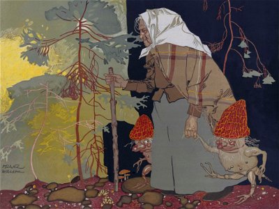 Franz Wacik Hexe mit Pilzmännchen