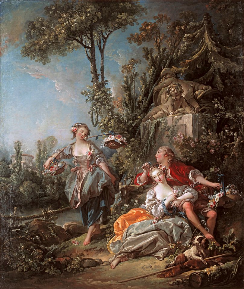 François Boucher - Amantes em um parque