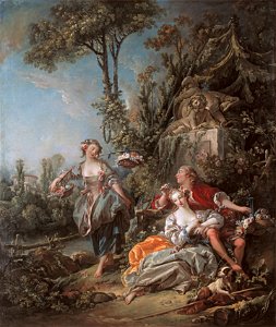 François Boucher - Amantes em um parque