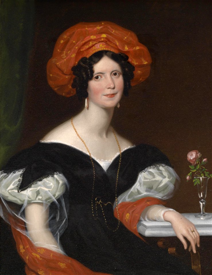 Franz Xaver Winterhalter (follower) Bildnis einer sitzenden Dame mit rotem Schal