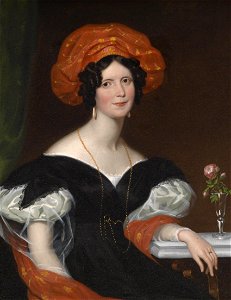 Franz Xaver Winterhalter (follower) Bildnis einer sitzenden Dame mit rotem Schal