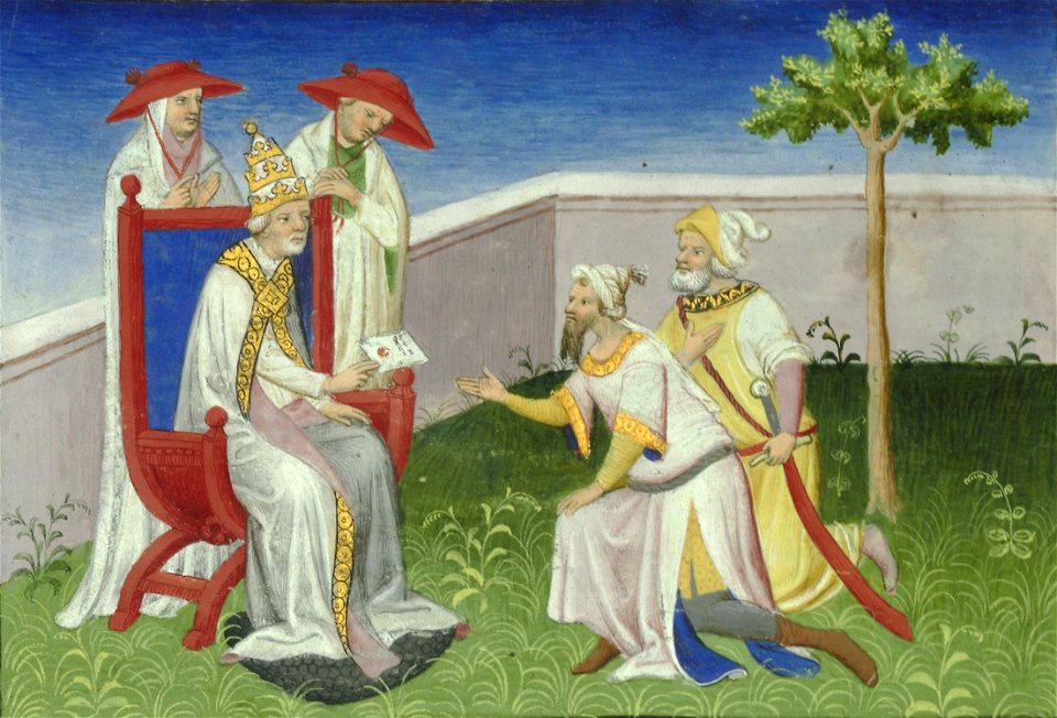 Français 2810, fol. 134v, Benoît XII et messagers de Chine