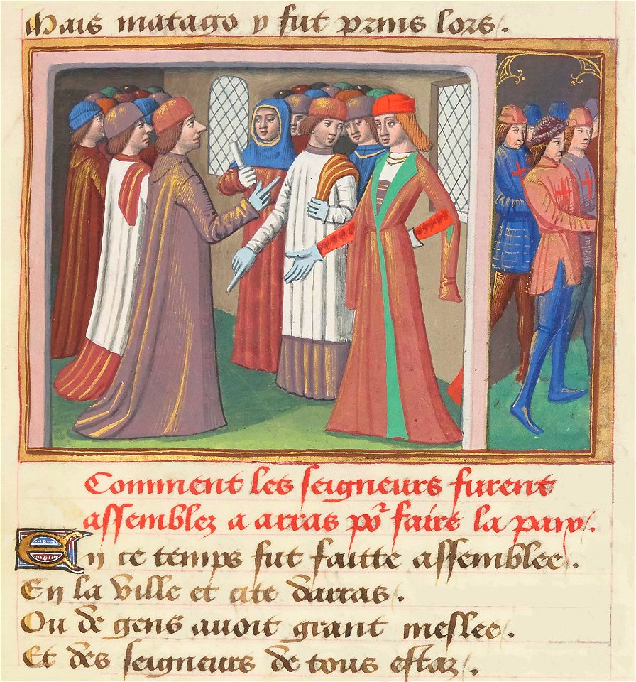 Français 5054, fol. 86 recto, Conférences d'Arras (1435)