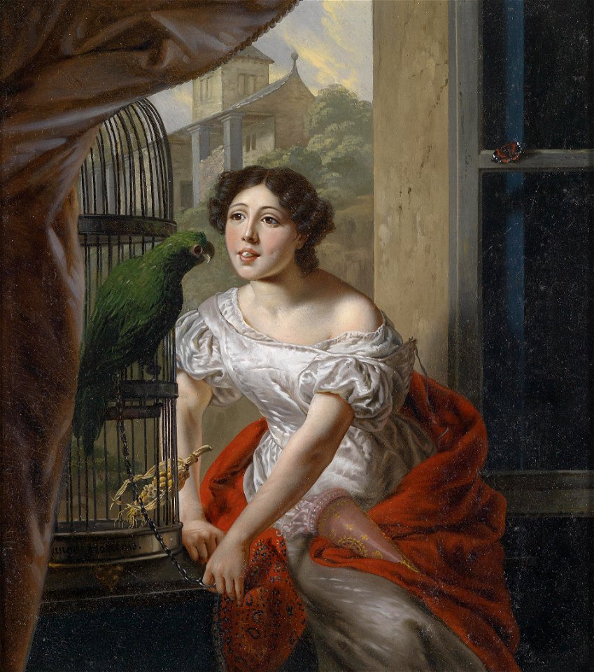 François Ange Fütterung des Papageis