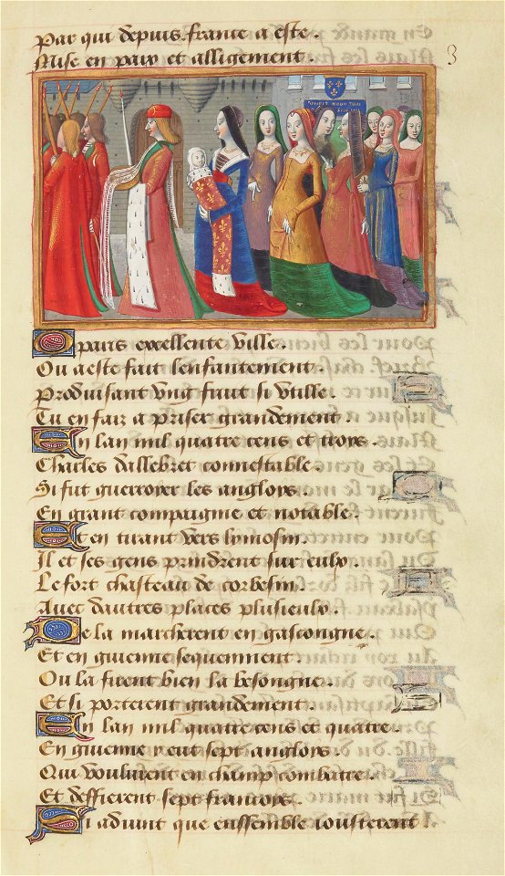 Français 5054, fol. 3, Procession de la naissance de Charles VII (1403)