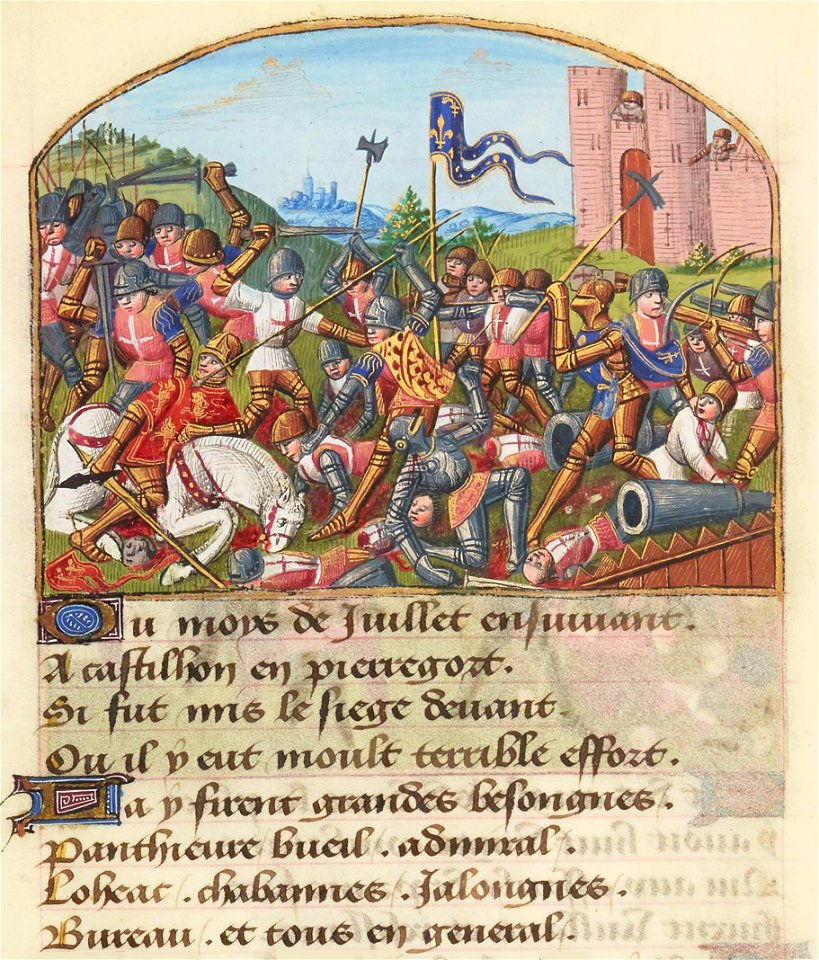 Français 5054, fol. 229v, Bataille de Castillon (1453)