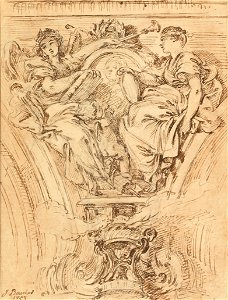 François Boucher - Spandrel Decoration- Fame and Truth Applauding Louis XV - Google Art Project