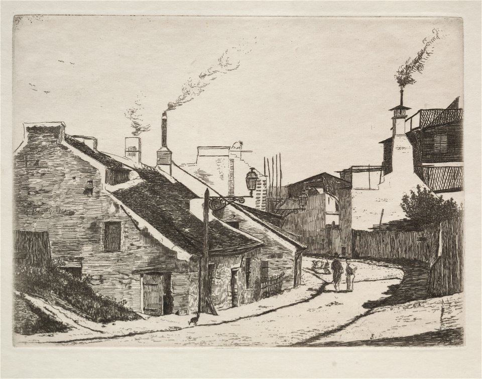 François Bonvin (French, 1817-1887), Published by François Bonvin, Printed by Auguste Delâtre - Country Street in Alouette - 1992.16 - Cleveland Museum of Art