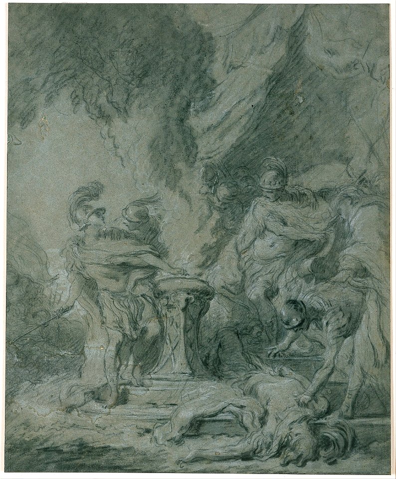 François Boucher - Mucius Scaevola Putting His Hand in the Fire - Google Art Project