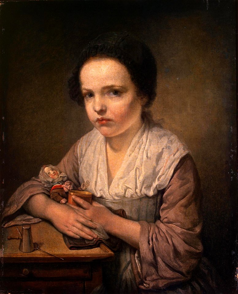 Jean-Baptiste Greuze - Girl with a Doll (1750s)