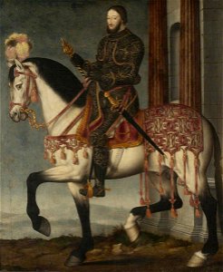 François Clouet (c.1515-1572) - François I of France (1494–1547), on Horseback - 446777 - National Trust. Free illustration for personal and commercial use.