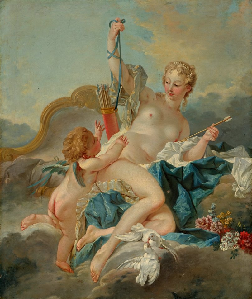 Atelier de François Boucher - Vénus désarmant Cupidon