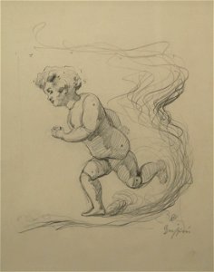 Study of Doll by Walter Griffin, graphite. Free illustration for personal and commercial use.