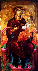 Gregoriou Monastery Saint Mary Enthroned Fresco, 16th Century, Cretan School