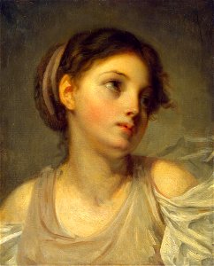 Jean-Baptiste Greuze - Young Girl in a Lilac Tunic - WGA10678. Free illustration for personal and commercial use.