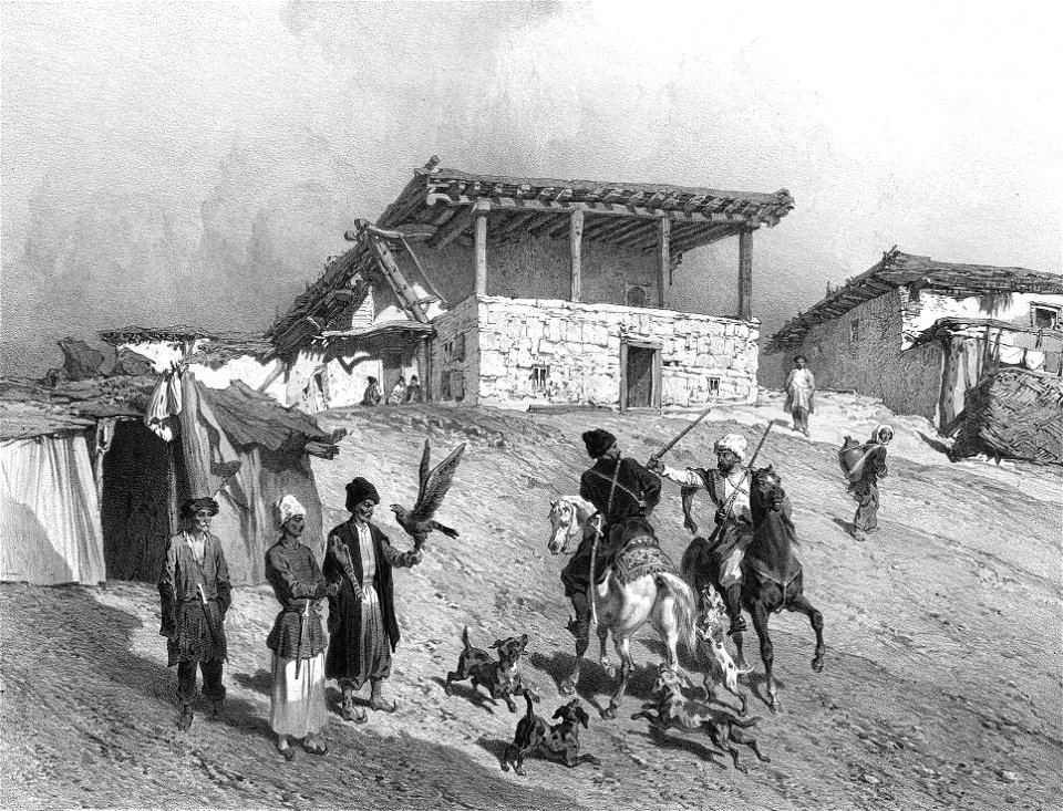 Grigory Gagarin. Daghestan. Mosquee de Yarag (grey scale version)