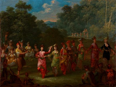 Griekse mannen en vrouwen dansen de khorra Rijksmuseum SK-A-2009