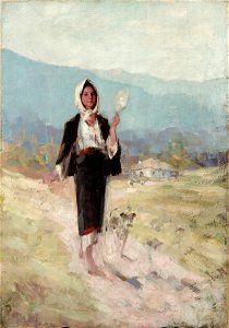 Nicolae Grigorescu - Peasant women with distaff (c. 1900)