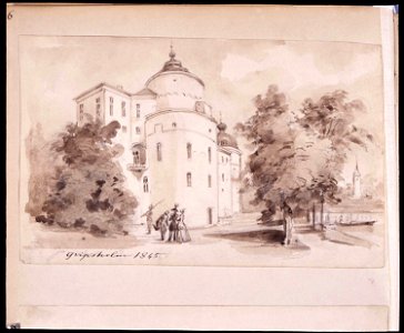 Gripsholm 1845. Fritz von Dardel, 1845 - Nordiska Museet - NMA.0037317. Free illustration for personal and commercial use.