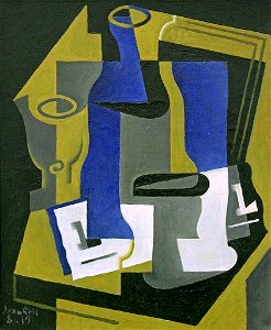 Carafe, verre et journal by Juan Gris, 1919