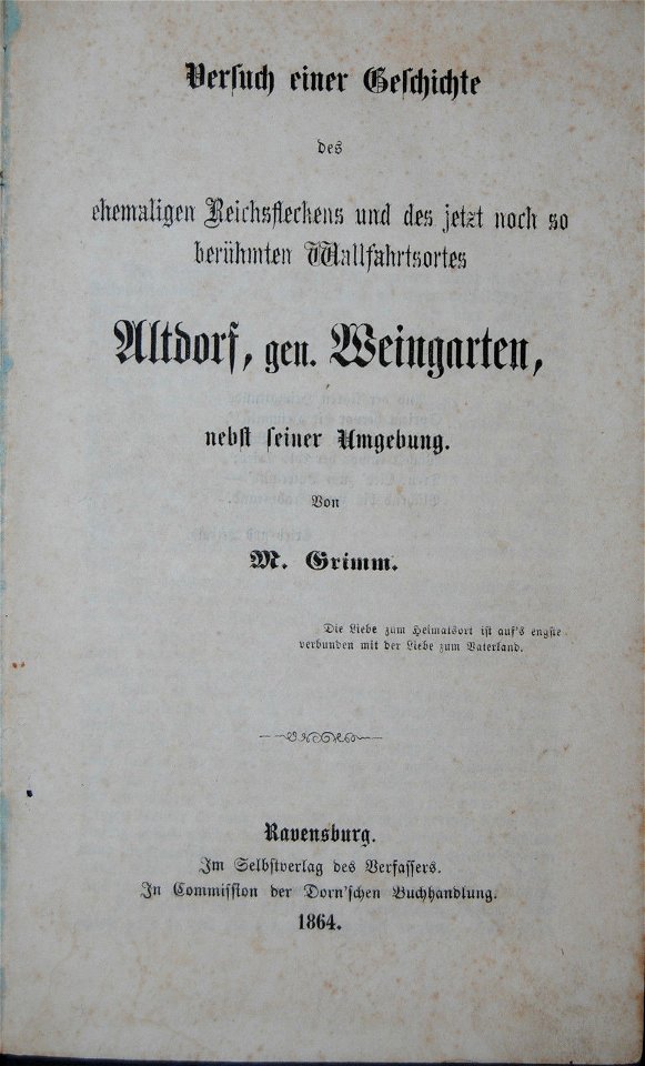 Grimm Altdorf 1864 Titelblatt